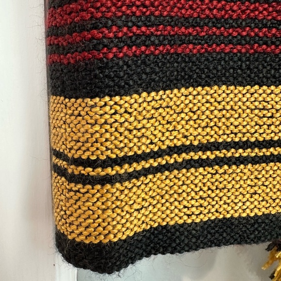 W by Worth Burgundy Gold Striped Fringe Skirt Boho Aztec Western Size 4 Small S - Picture 2 of 12